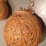 Two vintage wicker twine ball suspensions