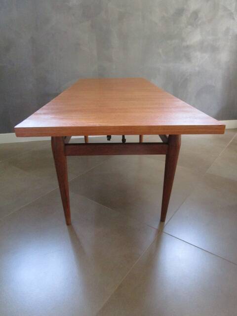 Table basse monte-et-baisse scandinave en acajou – Vintage