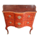 Commode sauteuse galbée de style Louis XV en marqueterie et bronzes dorés