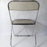 Vintage design folding chair in chrome and smoked polycarbonate