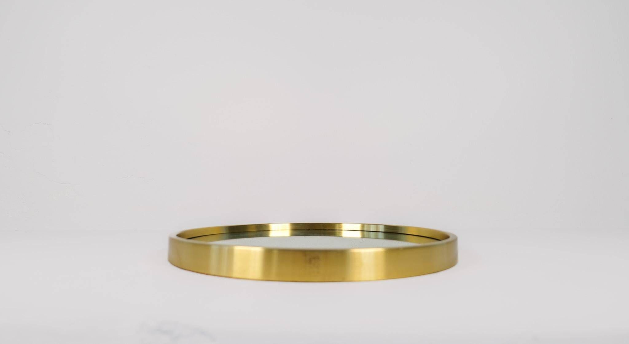 Modern brass mirror from the mid-century by Glasmäster in Markaryd, Sweden, 1960s.