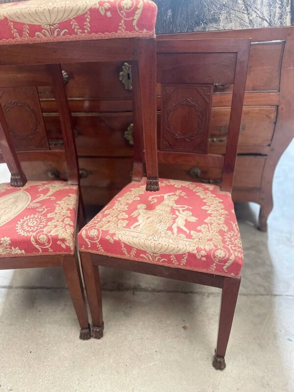 lot de trois chaises anciennes de style Empire.