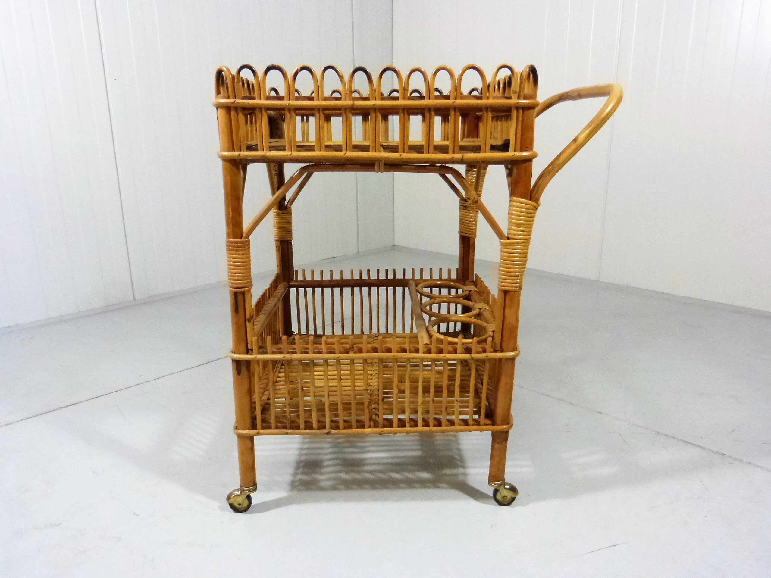 Rattan serving table 1950/60