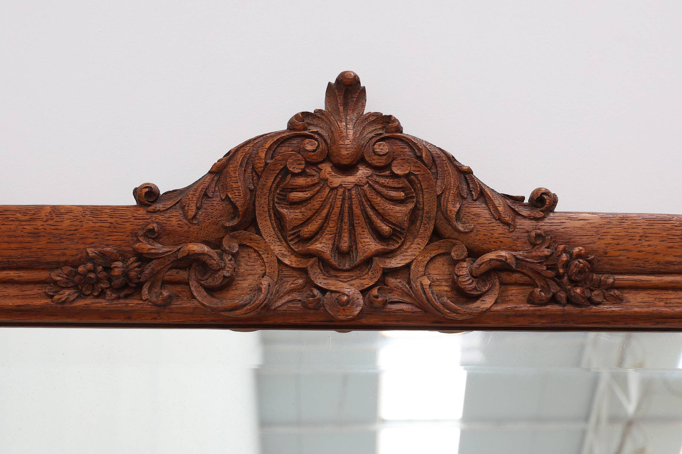 Baroque carved wooden beveled mirror in Louis XV style, France 1900s