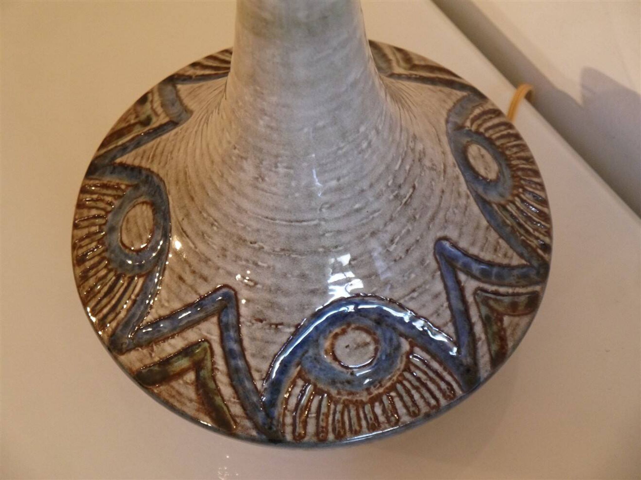 Pair of Danish ceramic lamps by Arne Fine Nielsen, 1970.