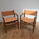 Wood and leather armchairs Borge Mogensen