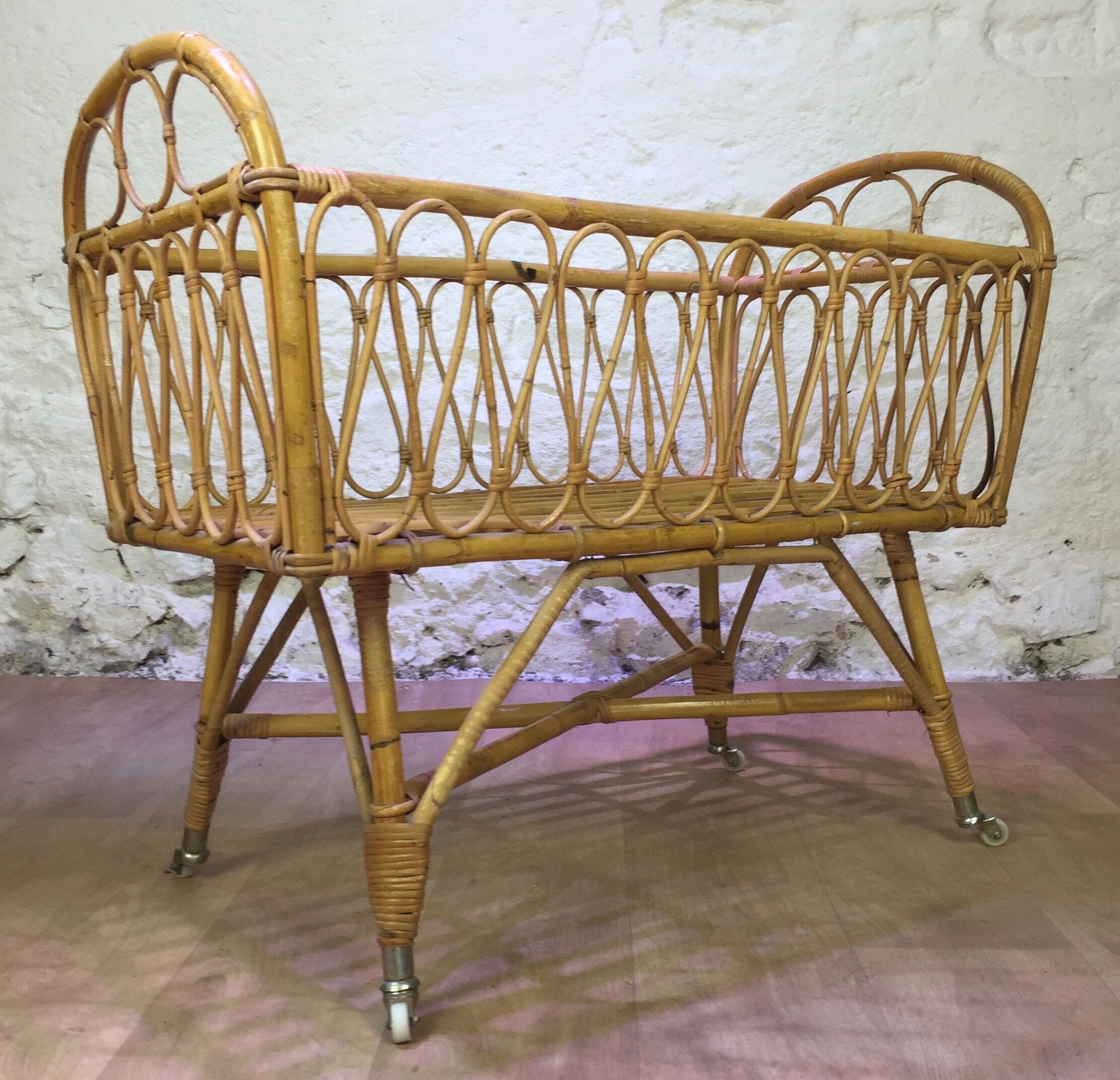 Rattan crib 1960s