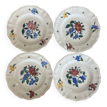 Lot de 4 assiettes plates Sarreguemines et Digoin