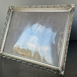 Cadre métal vintage argent coloré 26,5 cm x 20 cm verre convexe