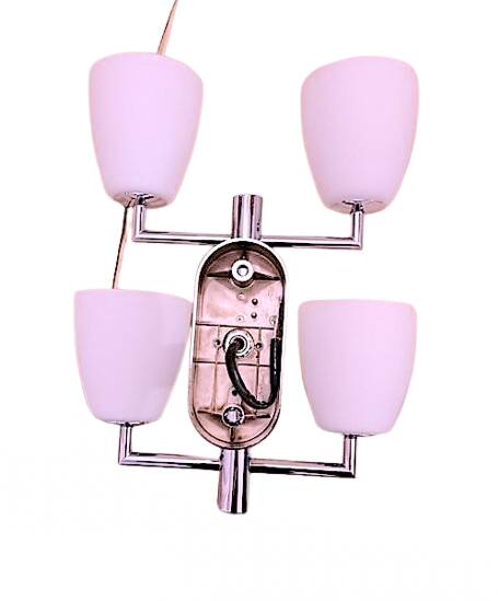 Fontana Arte, Set of 3 4-Light Wall Lamps, White Murano Glass, Italy