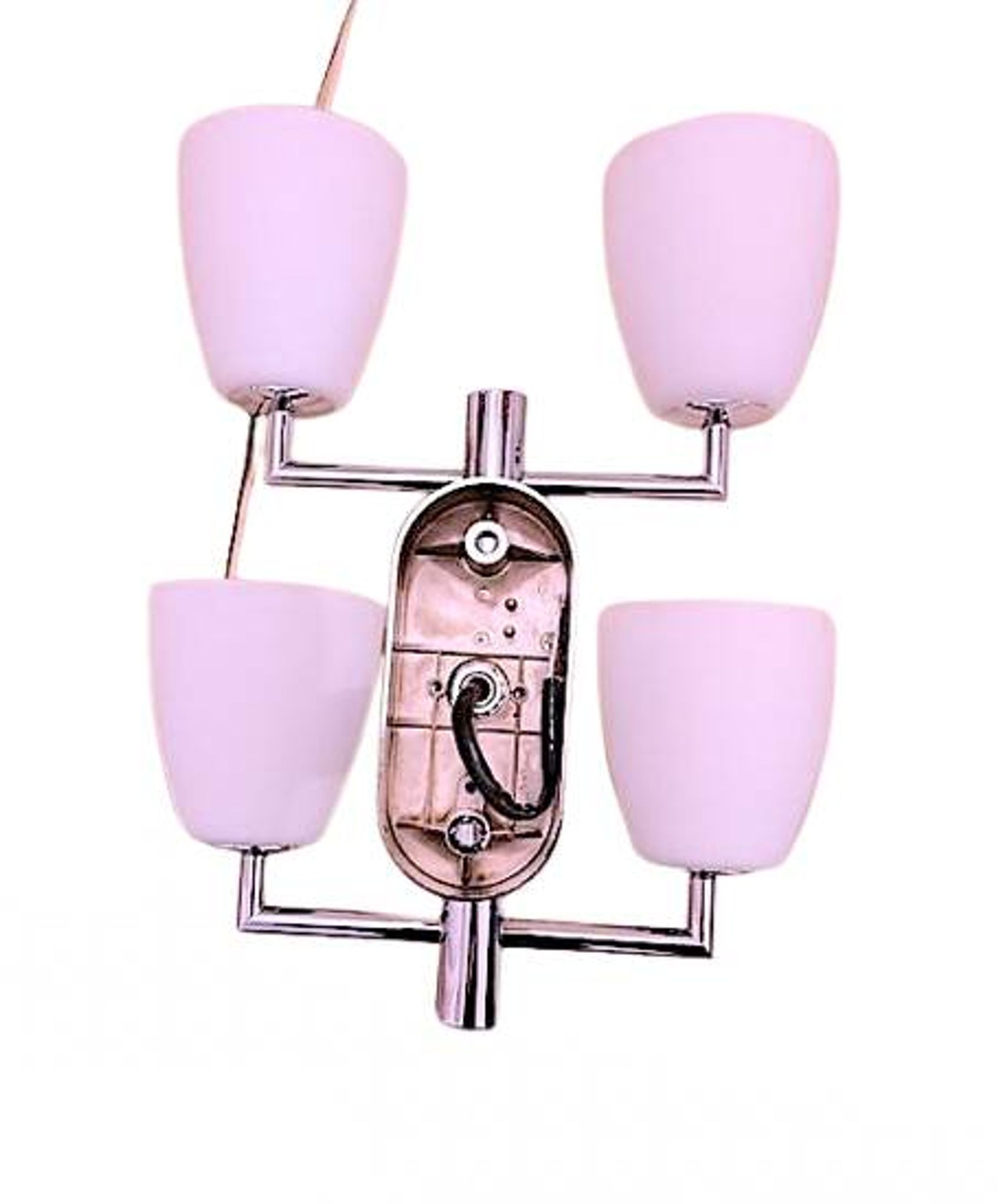 Fontana Arte, Set of 3 4-Light Wall Lamps, White Murano Glass, Italy