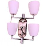 Fontana Arte, Set of 3 4-Light Wall Lamps, White Murano Glass, Italy