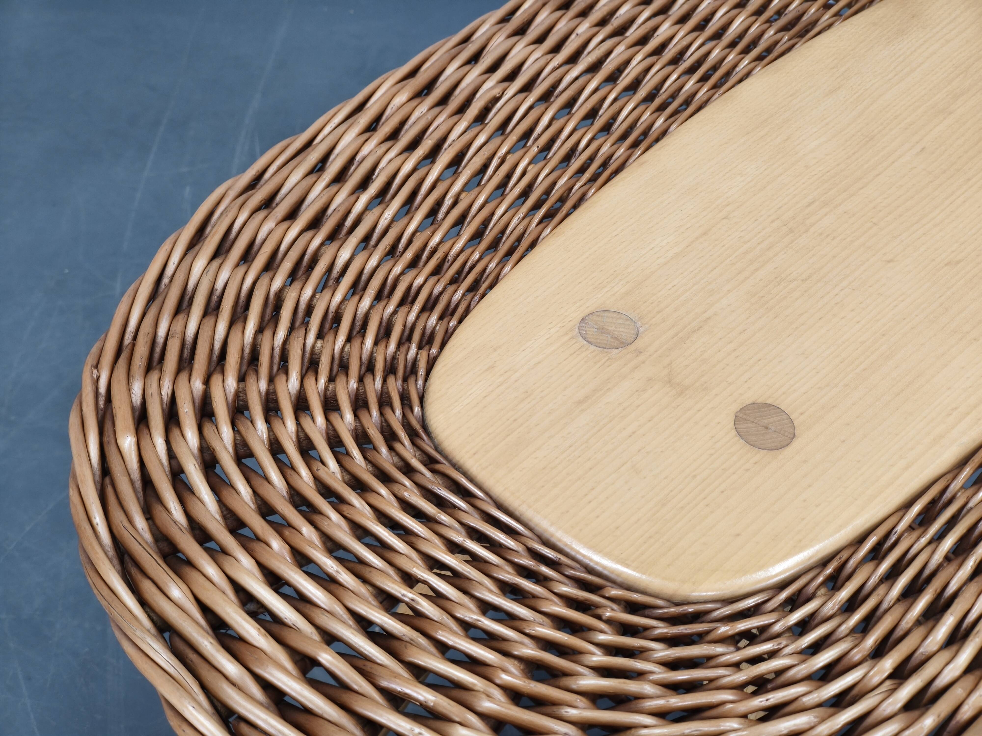 ULUV Rattan Coffee Table by Jan Kalous, Czechoslovakia, 1970s