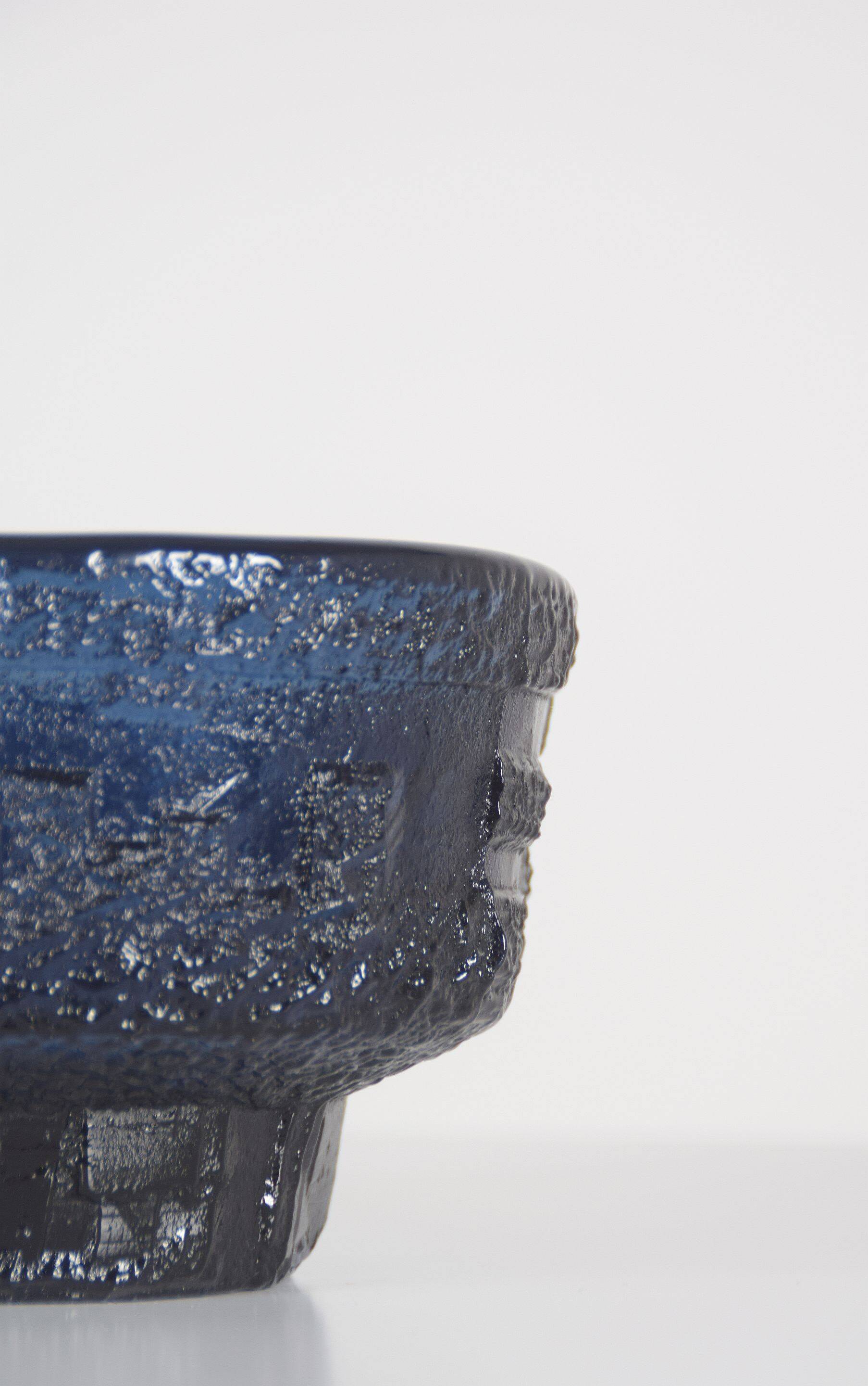 Swedish Cobolt bowl by Göte Augustsson for Ruda Glasbruk, 1960s