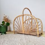 Magazine rack, vintage rattan storage