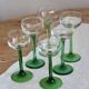 6 mismatched vintage Alsace wine glasses – Green stems