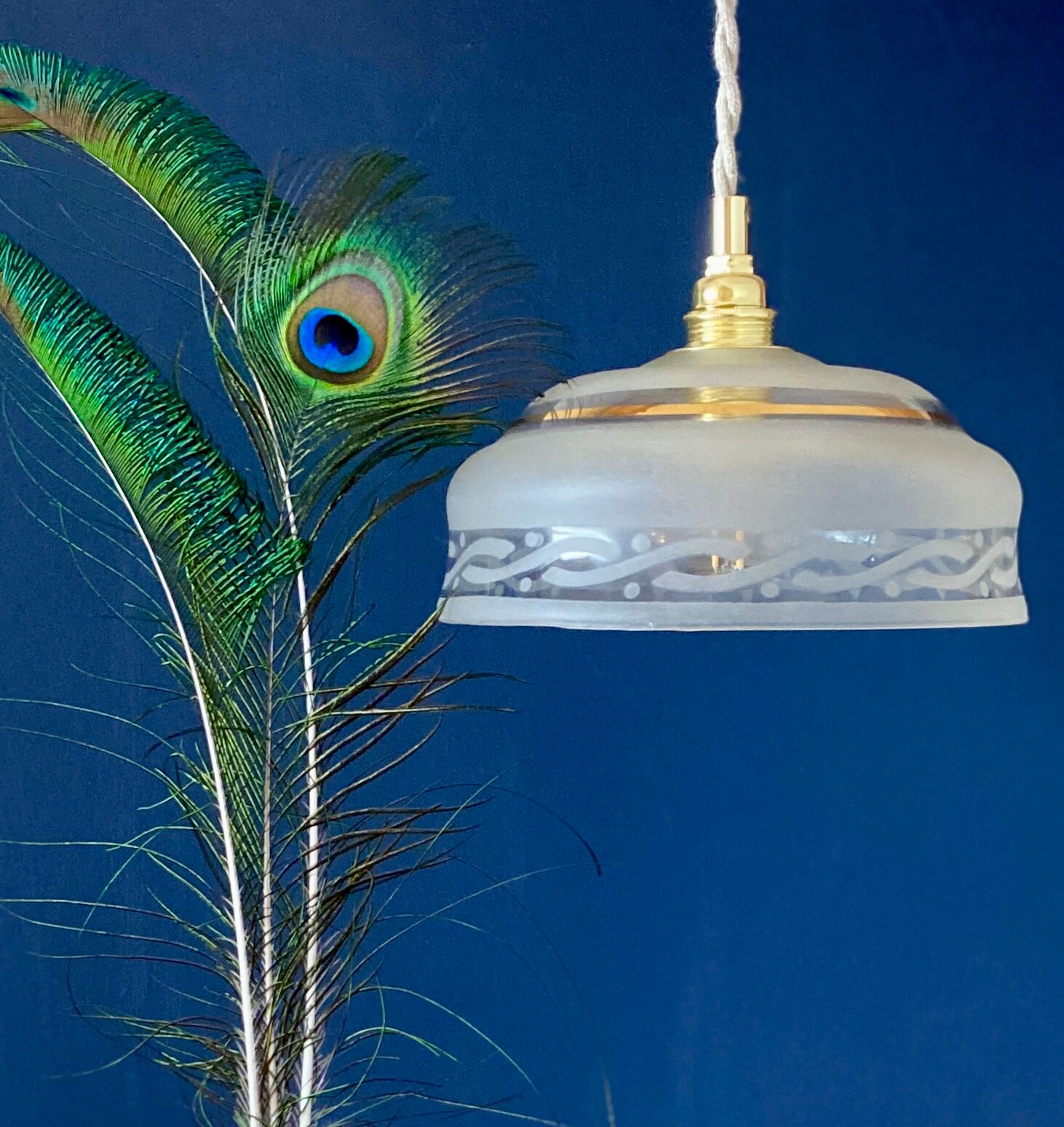 Vintage frosted glass lampshade pendant lamp