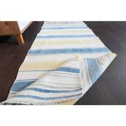 1970s Vintage Turkish Hand-Knotted Wool Cotton White Runner Rug 66x288