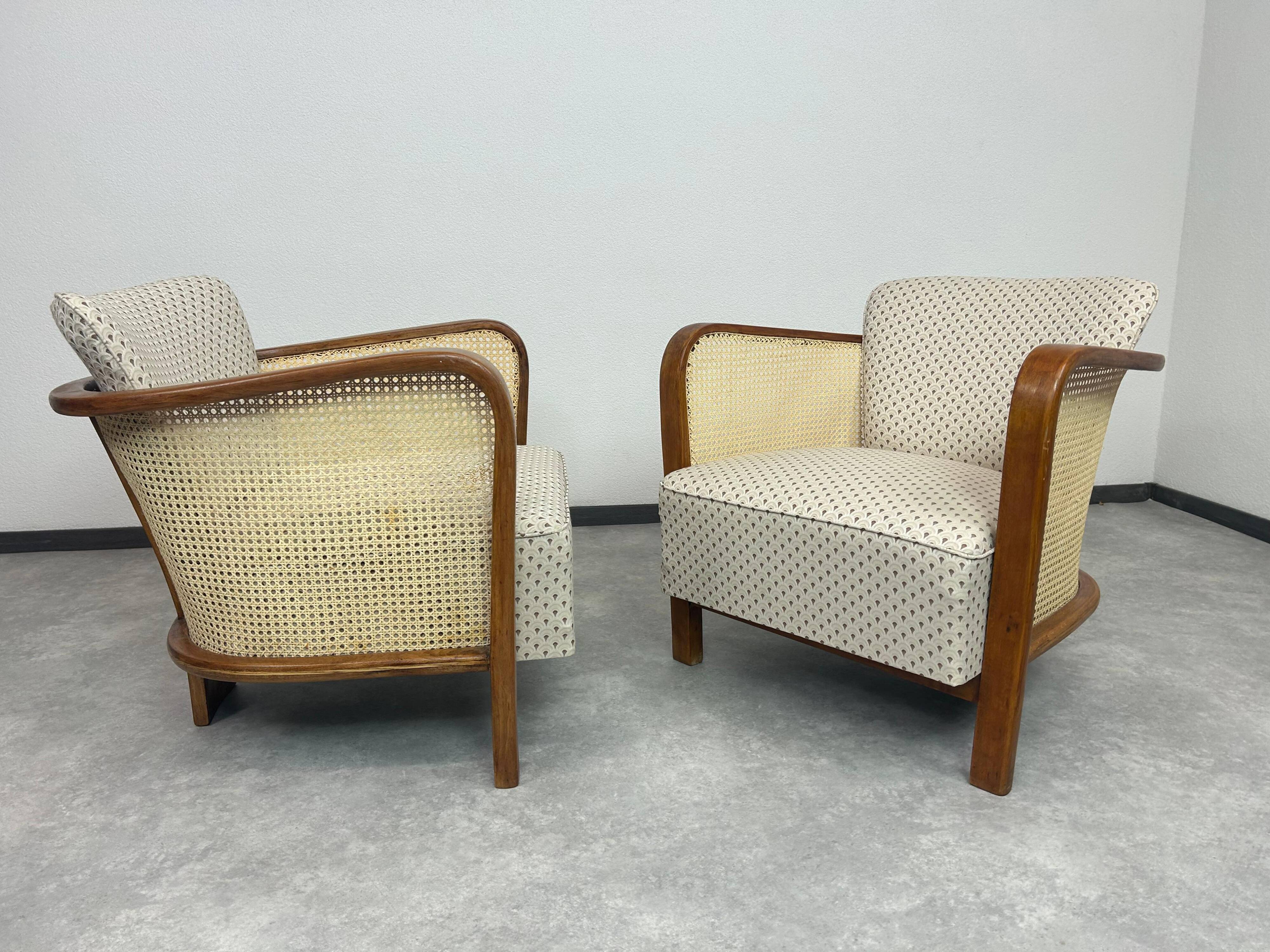 Art Deco Bauhaus armchairs by Lajos Kozma for Thonet Mundus