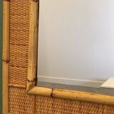 Vintage mid-century bamboo and rattan mirror by Dal Vera, Italy 1970s.