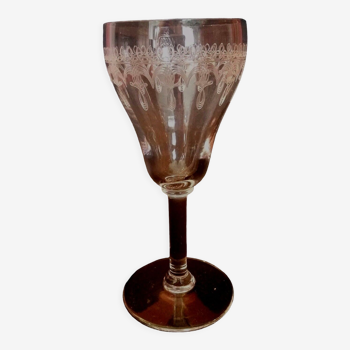 Port glass or crystal aperitif engraved nineteenth