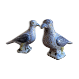 Pair of faience ridge pigeons, dating from 1835