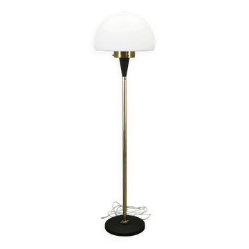 Lampadaire en laiton et verre opalin Lidokov Space Age, années 1960