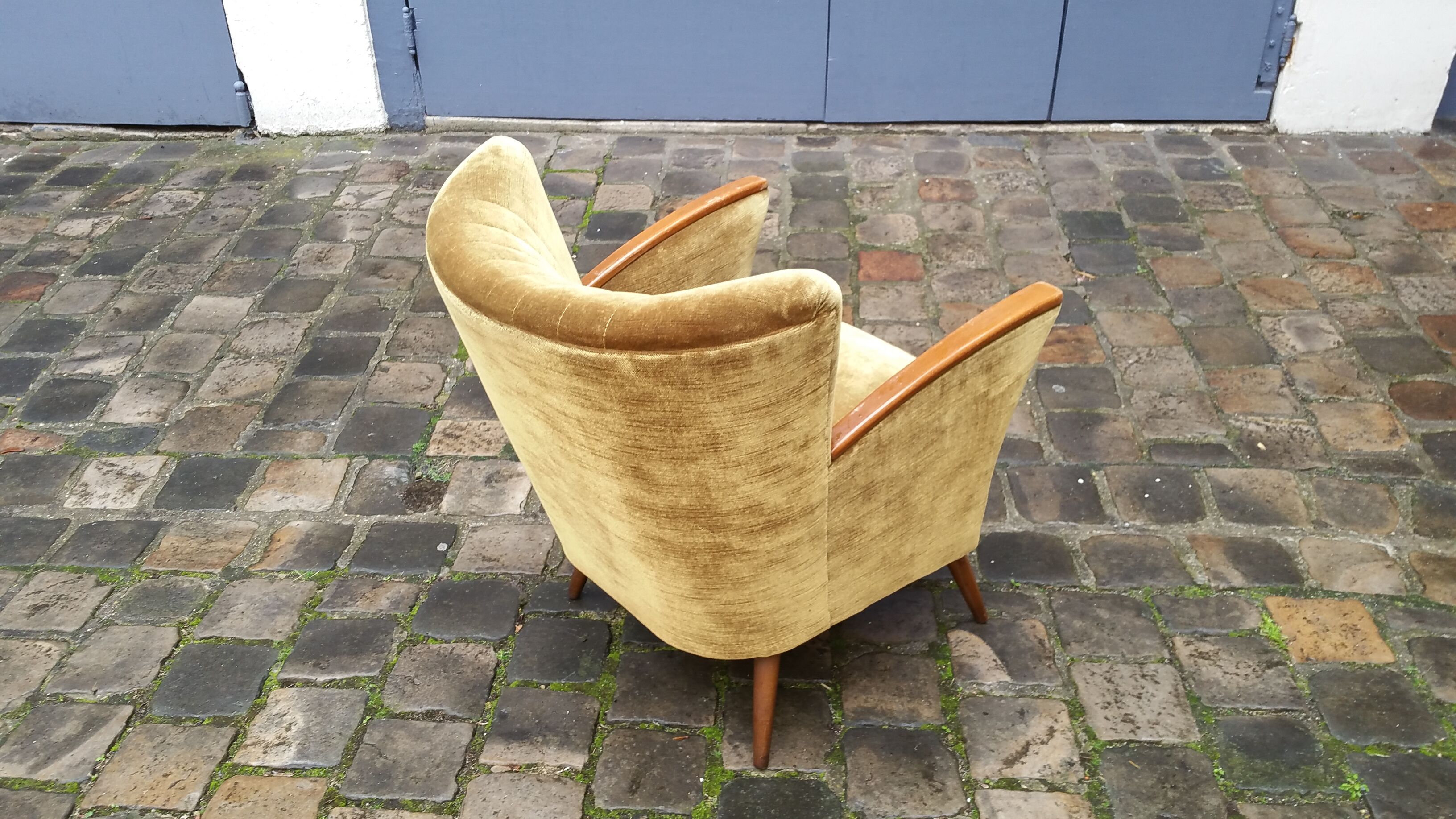 Armchair gold vintage 50-60s velvet