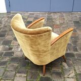 Armchair gold vintage 50-60s velvet