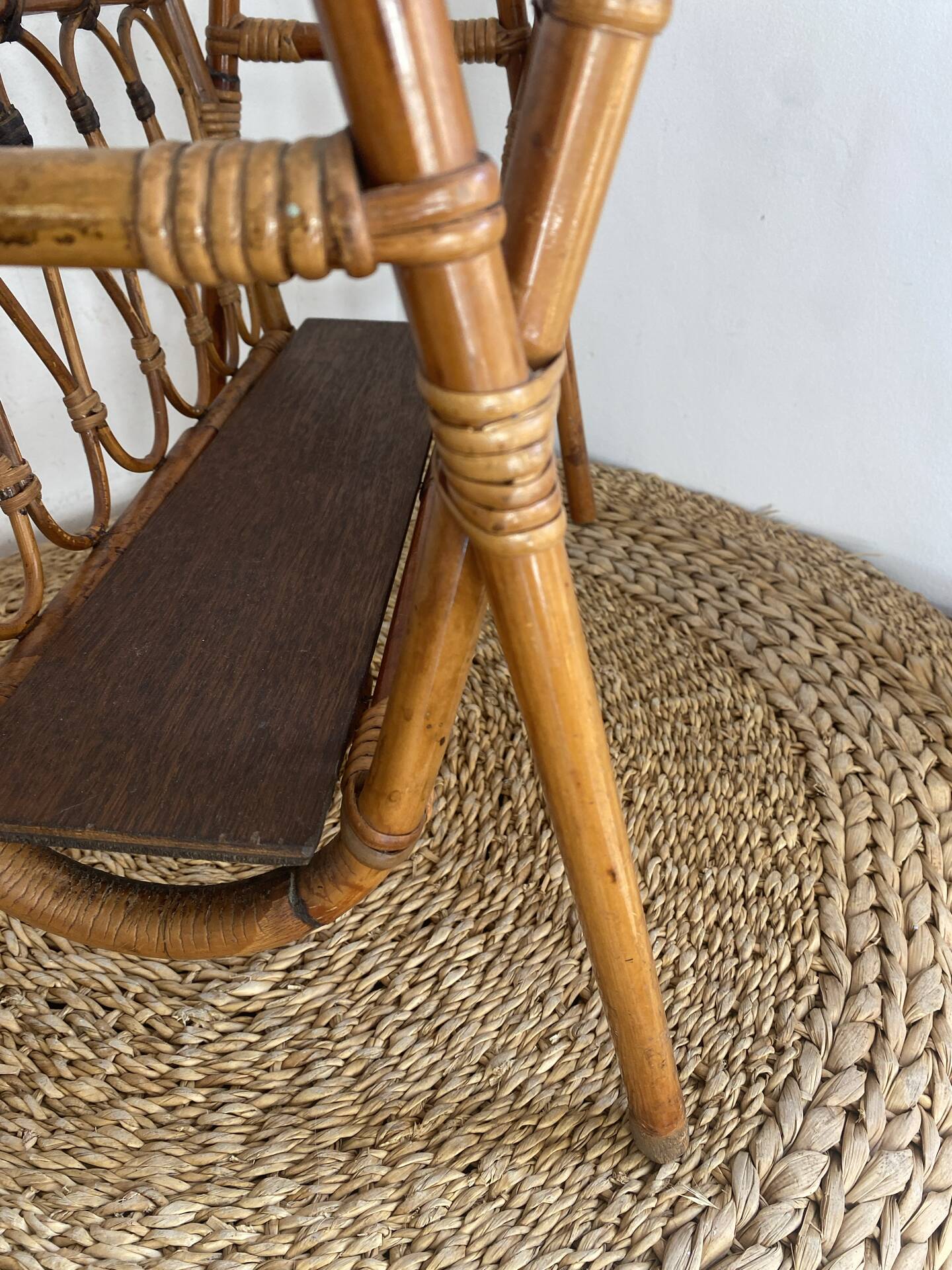 Bamboo and rattan magazine rack, 1960s