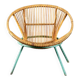 Fauteuil en rotin pieds métal vert