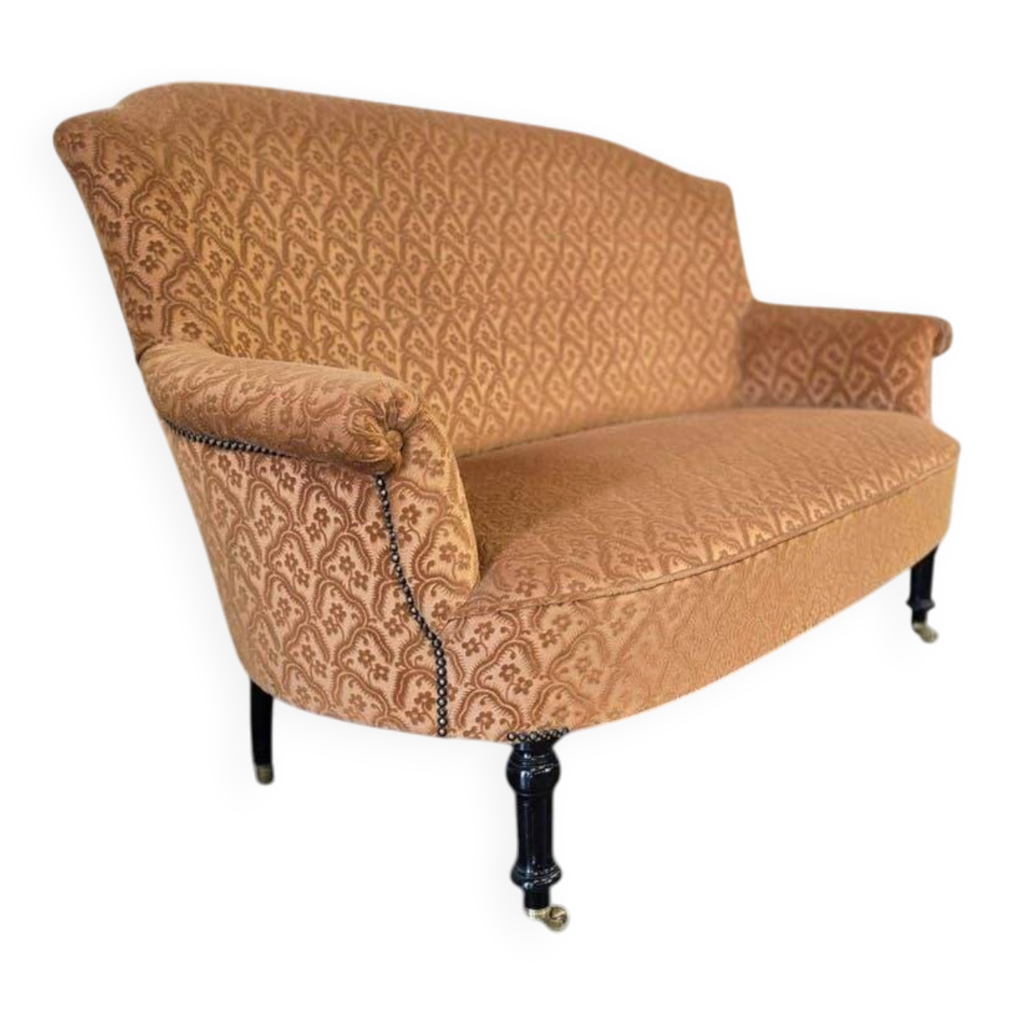 Vintage salmon pink sofa / two-seater