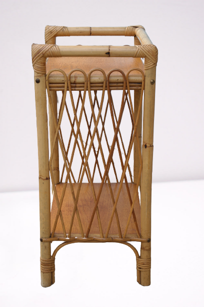 Chevet/table appoint/vintage bambou osier et chêne