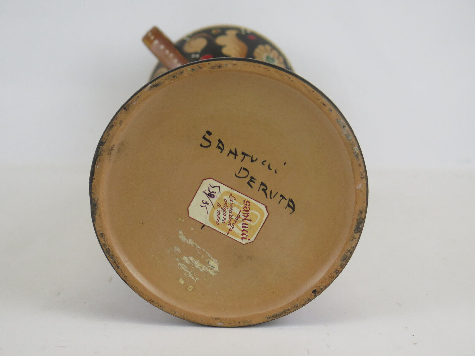 Deruta Santucci vase hand-painted terracotta signed numbered vintage Italy VA2