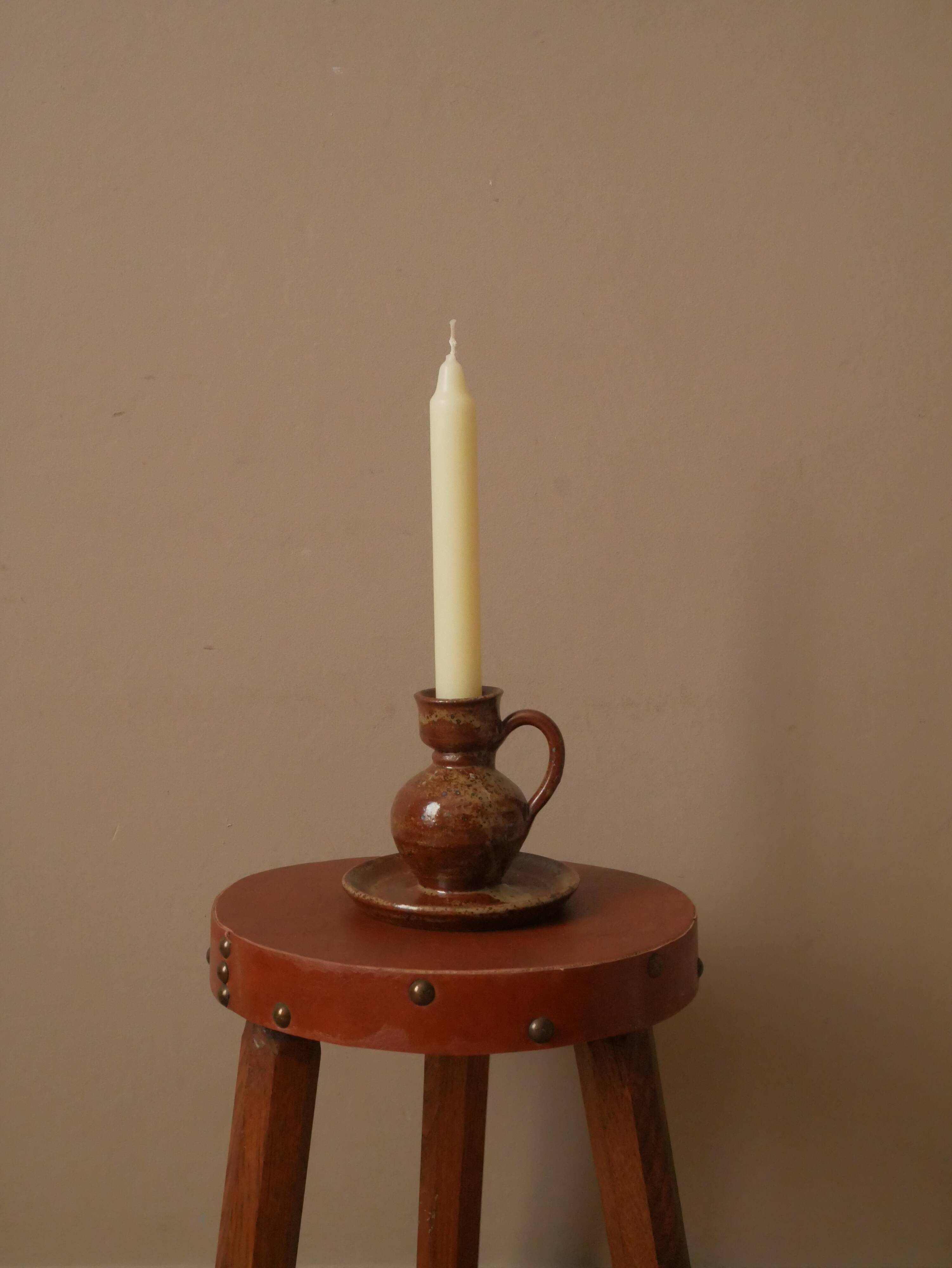 Soliflore candle holder in vintage stoneware ceramic handmade pottery Scandinavian country spirit