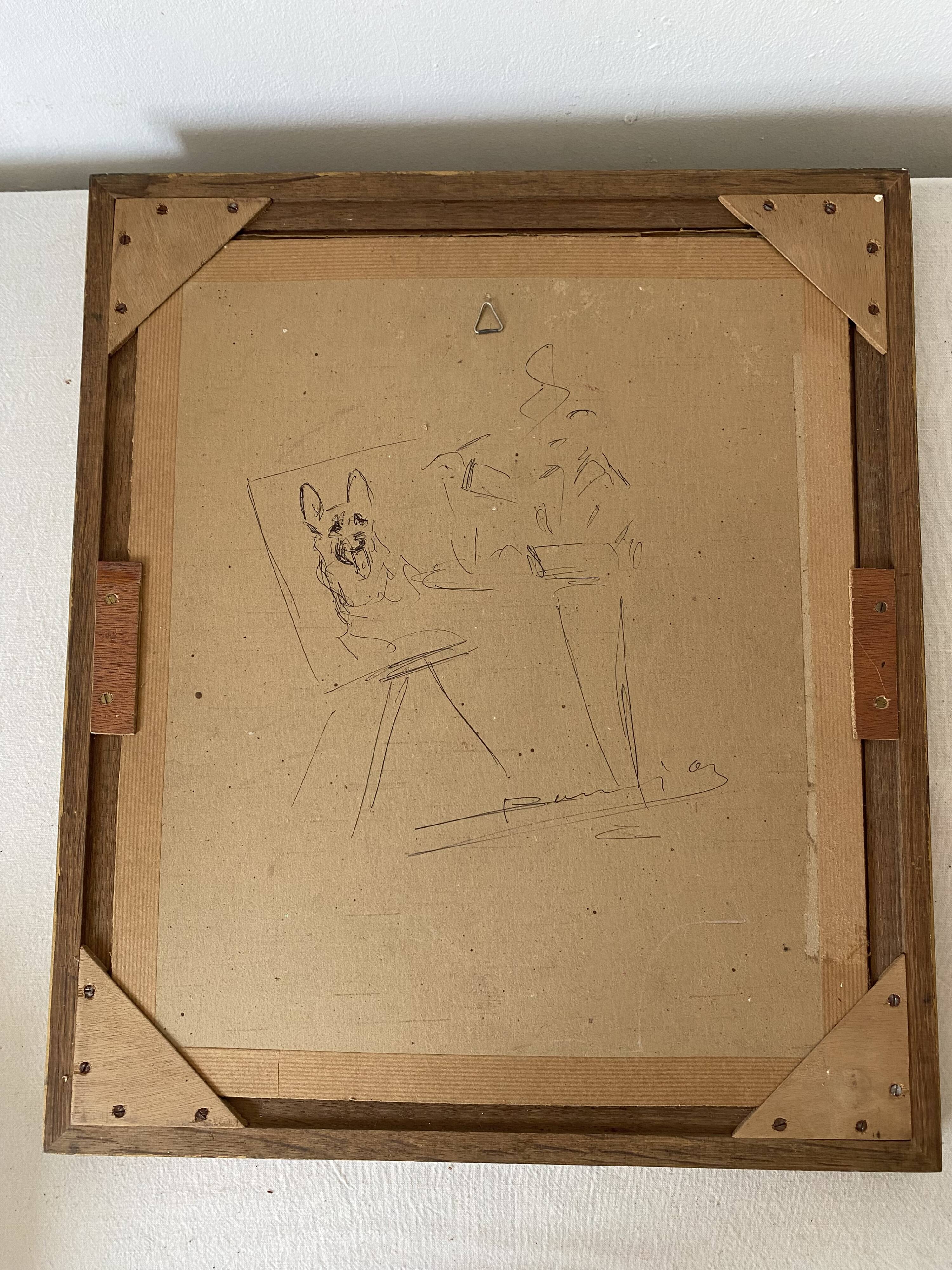 Framed pastel English Springer Spaniel dog