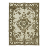 Handmade oriental unique 1980s 280 cm x 385 cm beige wool carpet