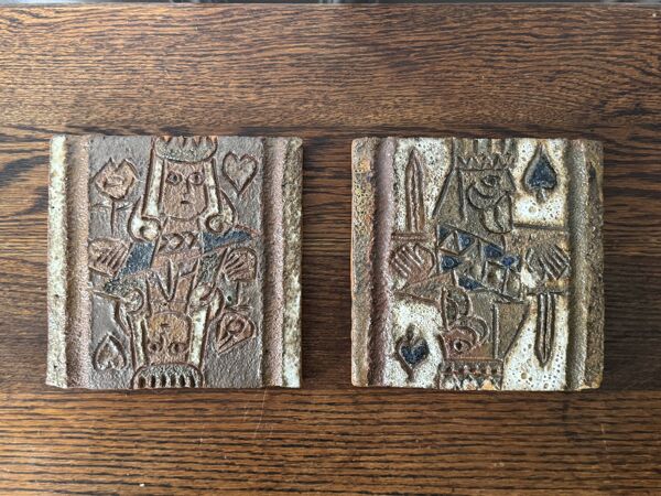 Paire de plaques en céramique par Les argonautes, Vallauris, circa 1960