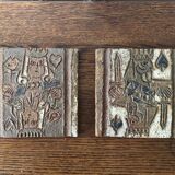 Paire de plaques en céramique par Les argonautes, Vallauris, circa 1960