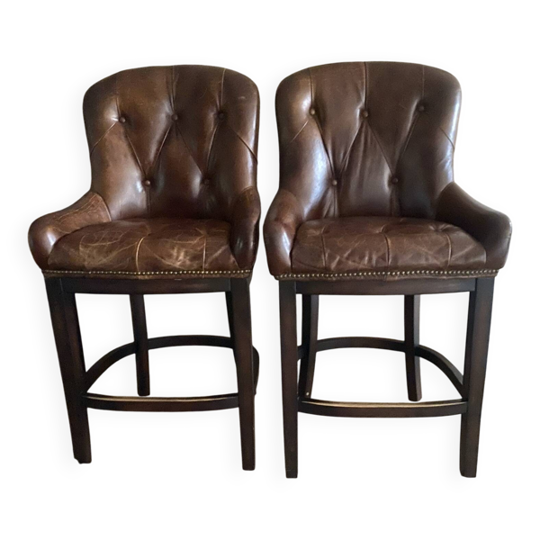 2 fauteuils de bar en cuir véritable de chez Signature