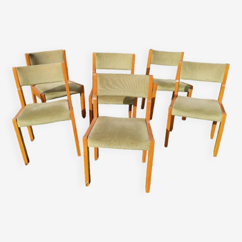 Lot de 6 chaises bois assise velour