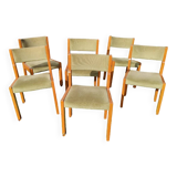 Set of 6 wooden chairs with velvet seat