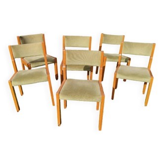 Lot de 6 chaises bois assise velour