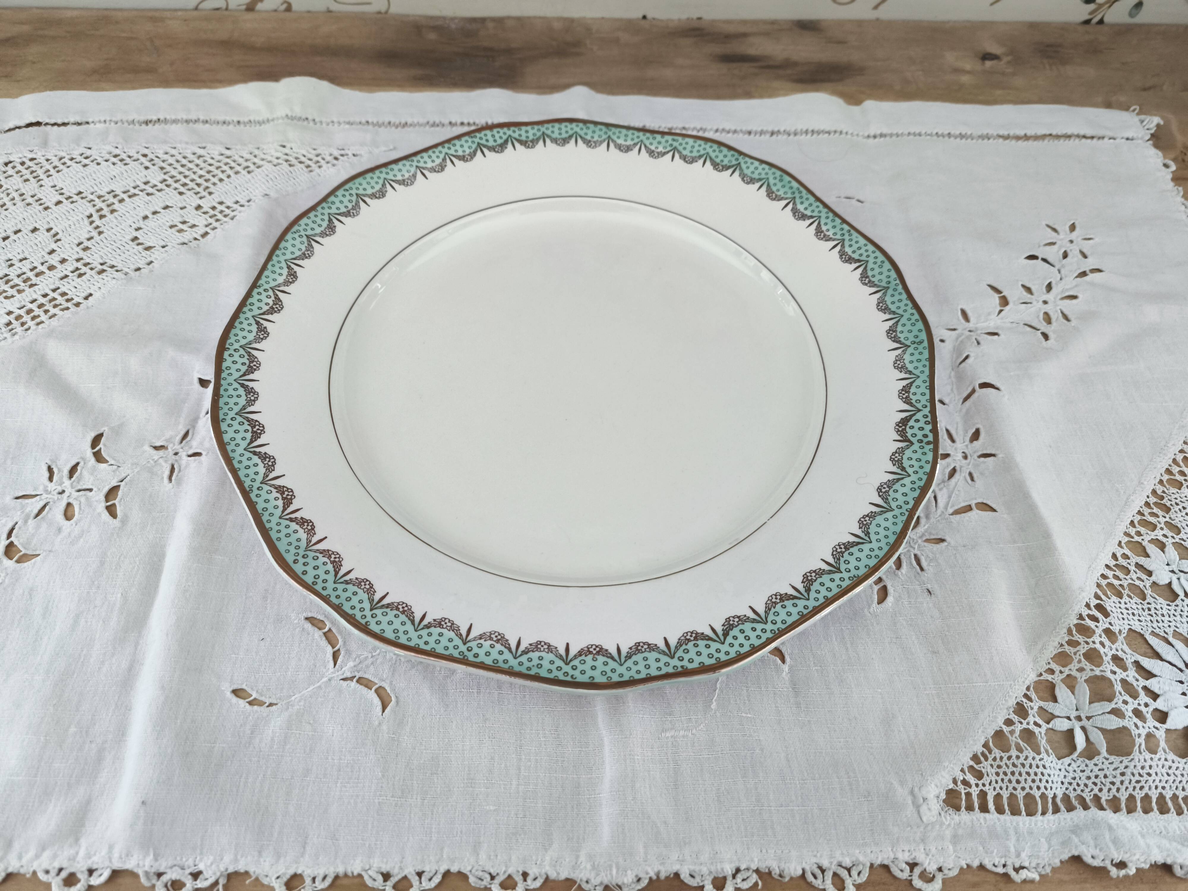 Round earthenware dish, Longwy France, Trianon model