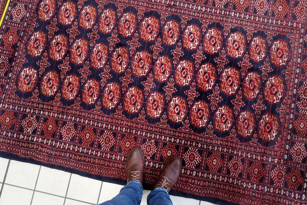 Tapis Boukhara ouzbek vintage fait main, 153 cm x 254 cm, années 1960 - 1C1151