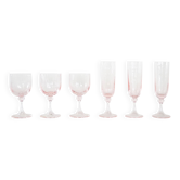 Ensemble de verres roses, design français, années 1970, fabriquées en France.