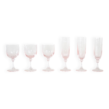 Set of pink glasses, French design, 1970s, made in France