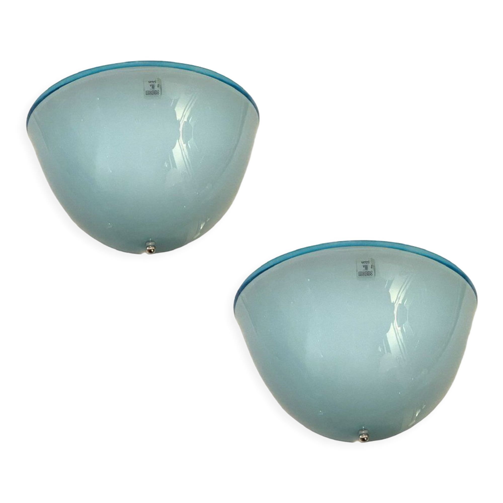Light Blue Murano Glass Sconces, 1970s, Set of 2