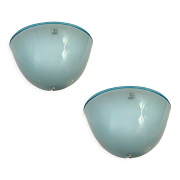 Light Blue Murano Glass Sconces, 1970s, Set of 2