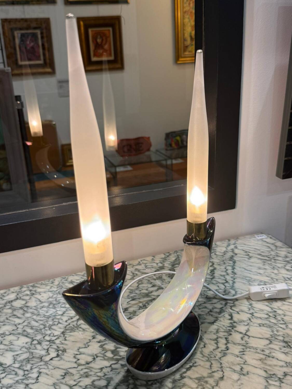 Pair of Verceram electric candlesticks – Space Age design – ceramic